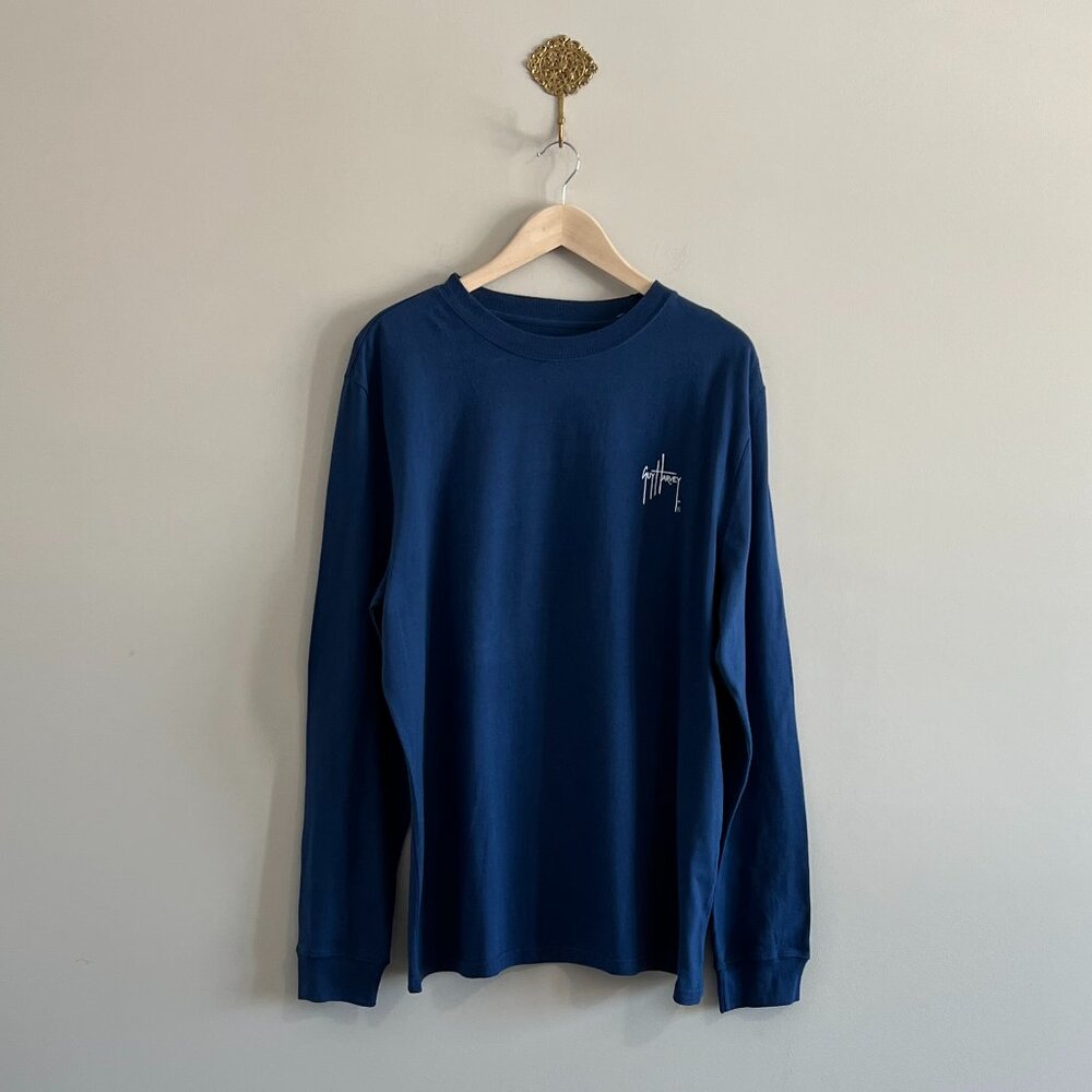 NWT Guy Harvey Marlin Graphic Long Sleeve Shirt XL Navy Fishing Tee